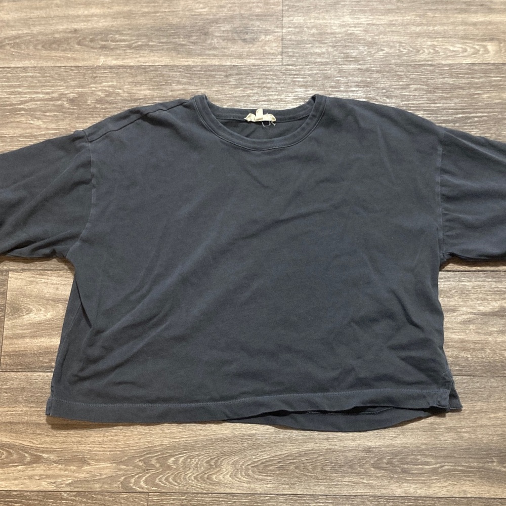 Madewell Charcoal Gray cropped tee shirt size large